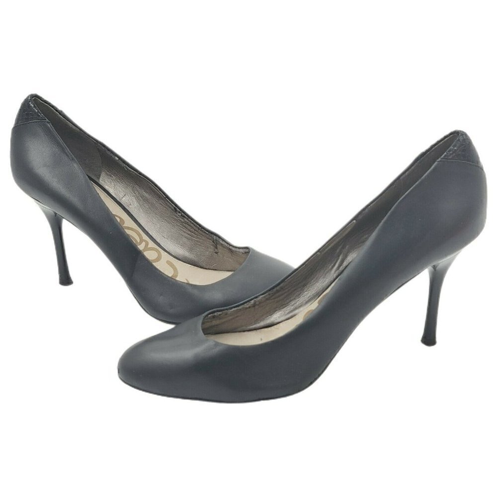 Sam Edelman Black Leather Snakeskin Stiletto Heel Pumps Size 9